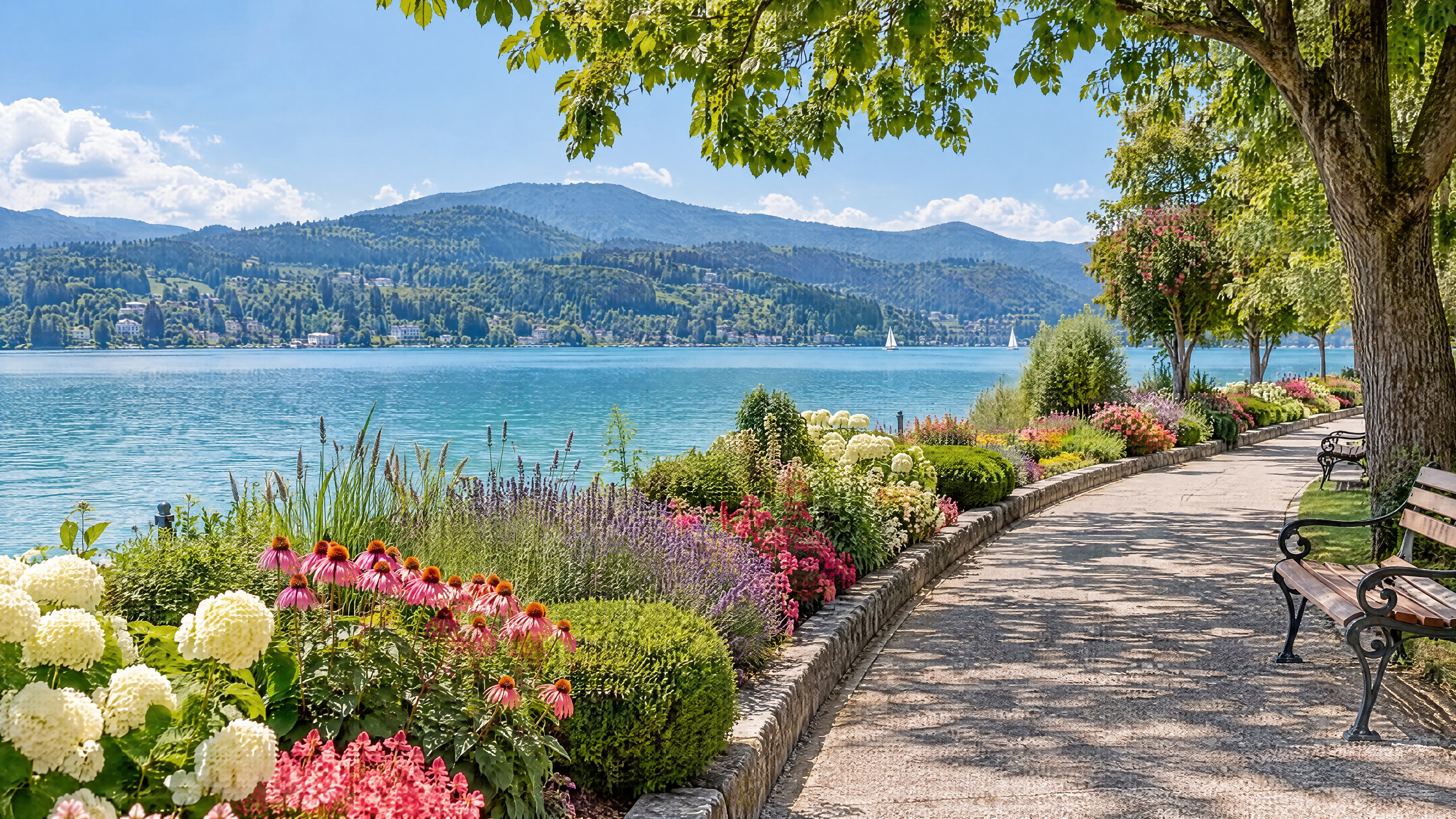 Paseos de verano por el paseo junto al lago de Pörtschach