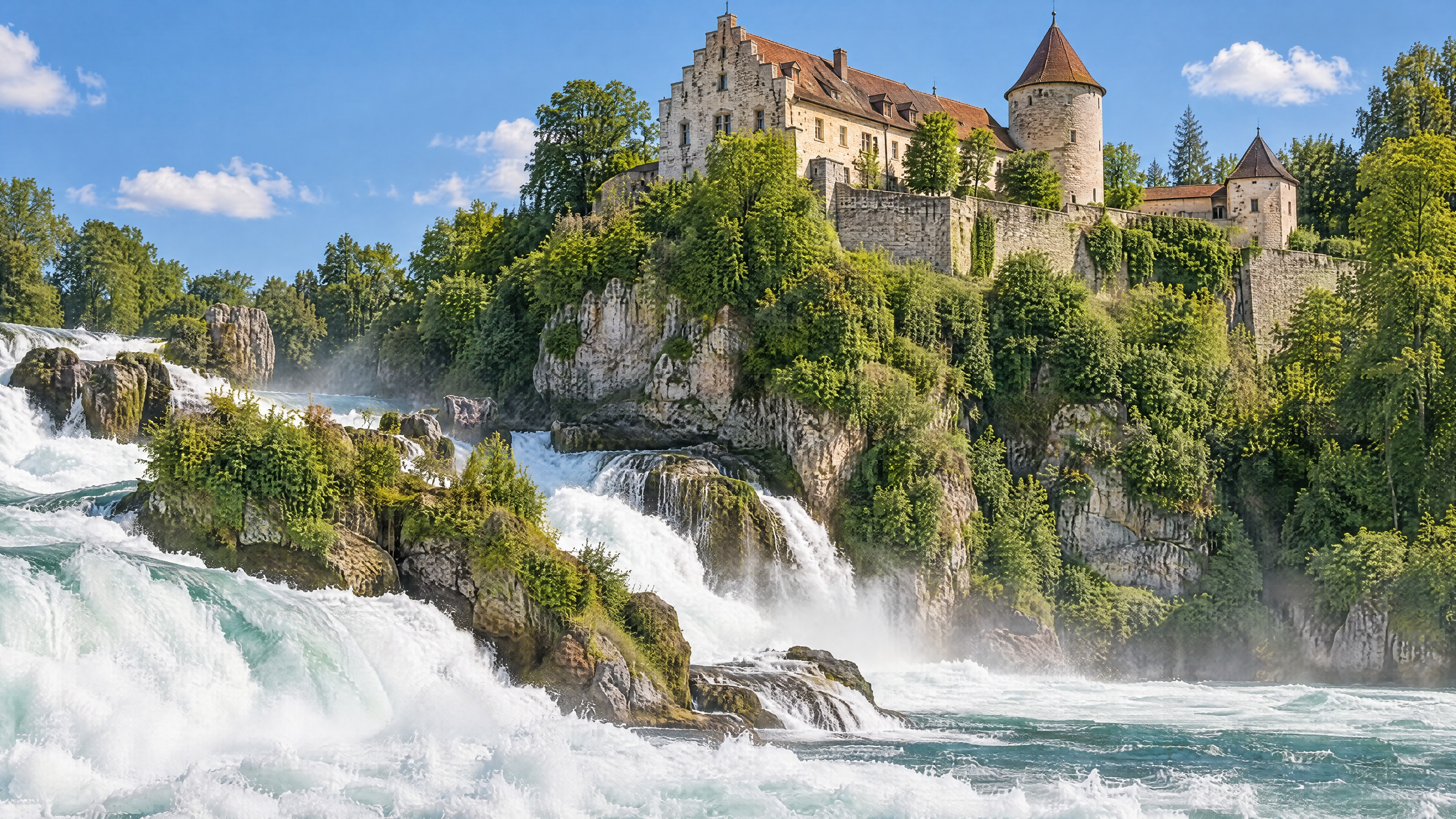 Schloss Laufen mit Blick auf den Rheinfall