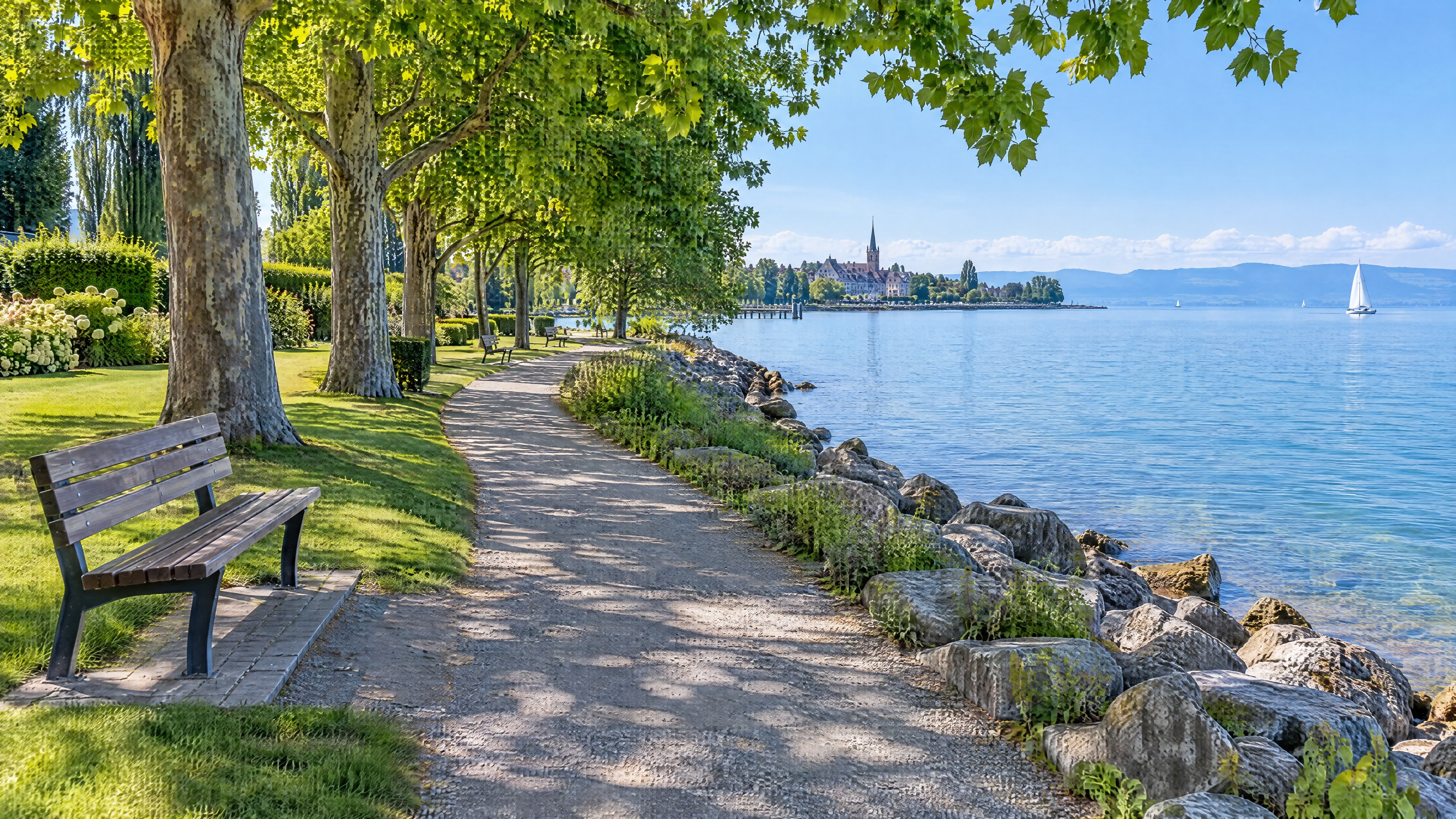 Une promenade paisible au bord du lac à Romanshorn