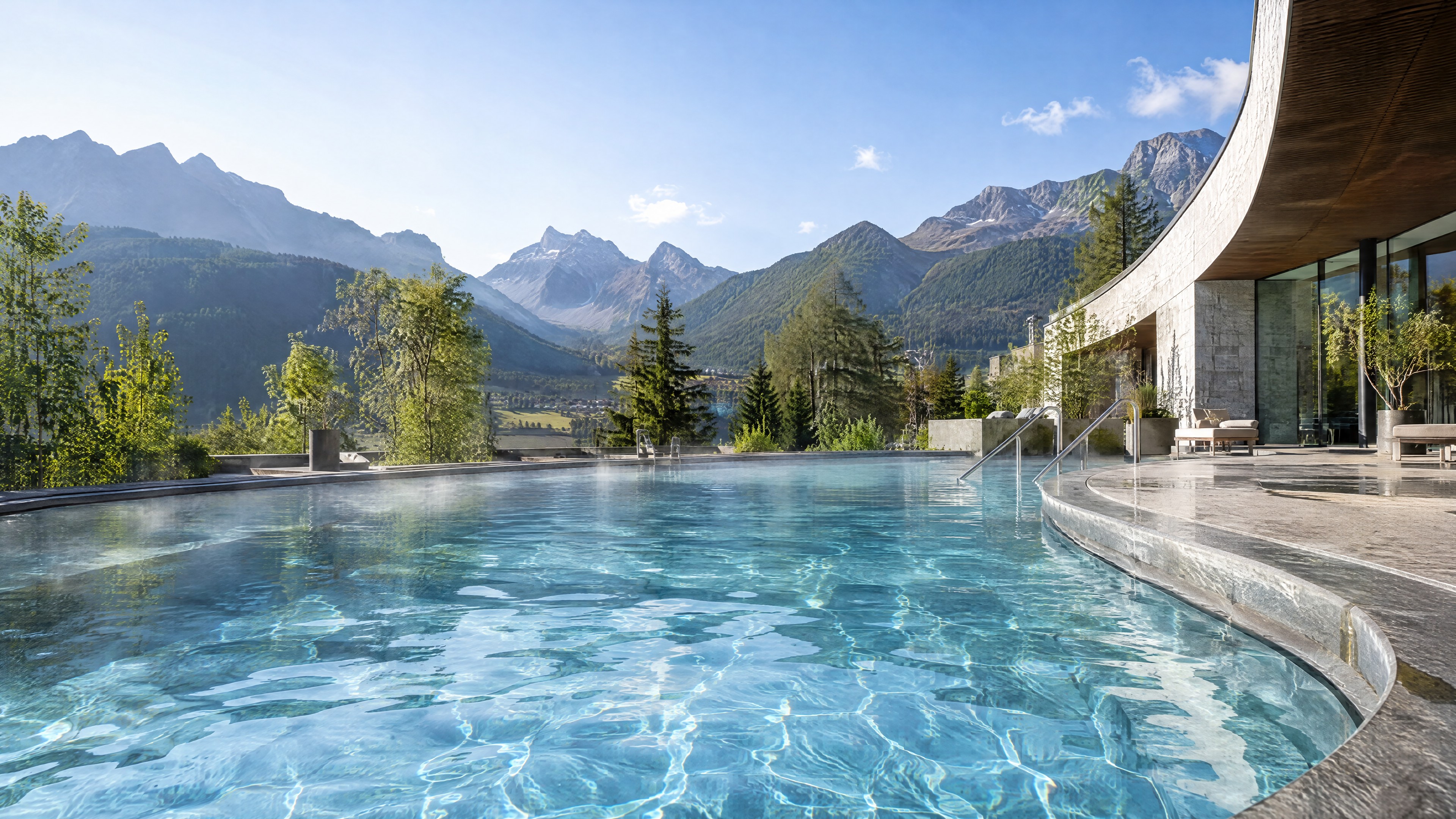 Piscina termal de agua mineral en la Baja Engadina (ilustración)