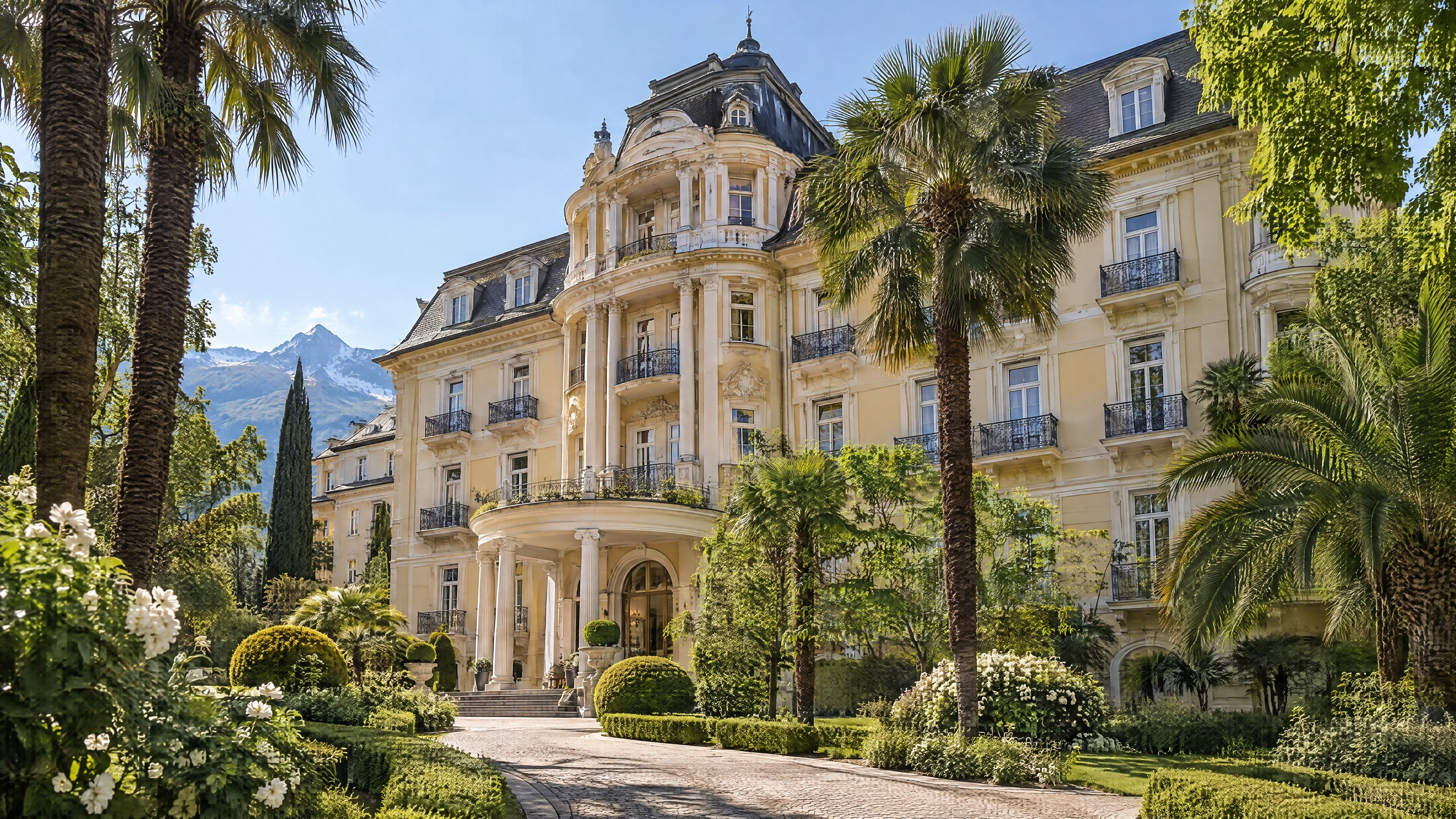 Arquitectura palaciega de la ciudad termal de Merano (ilustración)