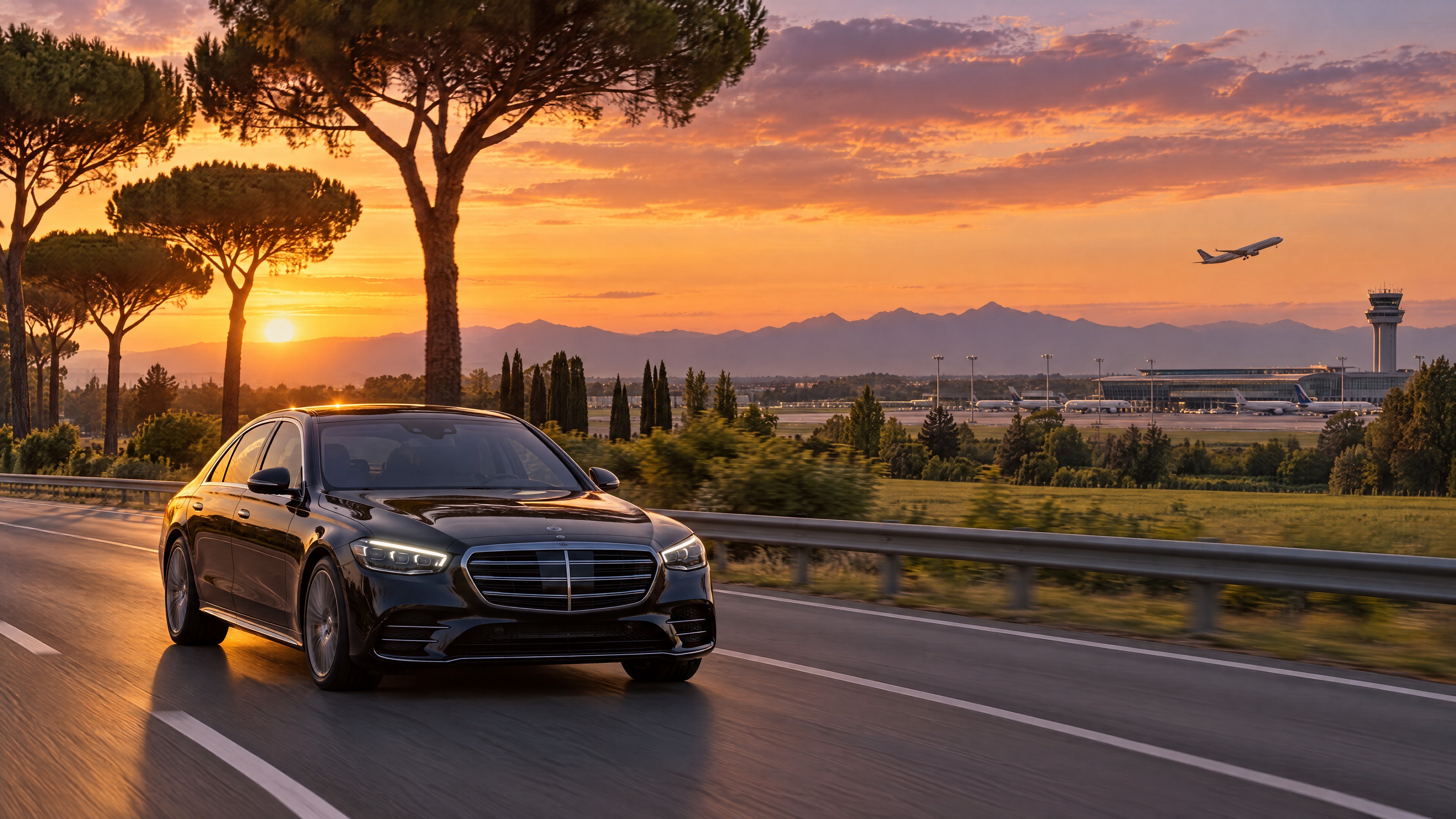 Sonnenuntergang über der Landschaft der Lombardei