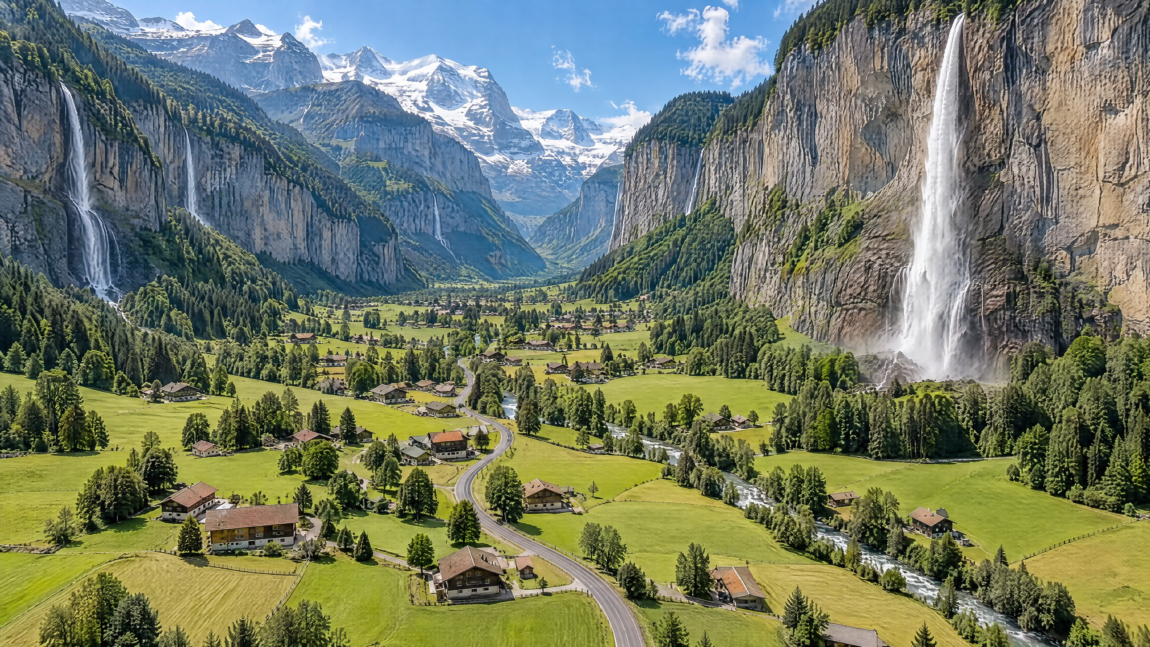 Luftaufnahme der kurvenreichen Talstrassen