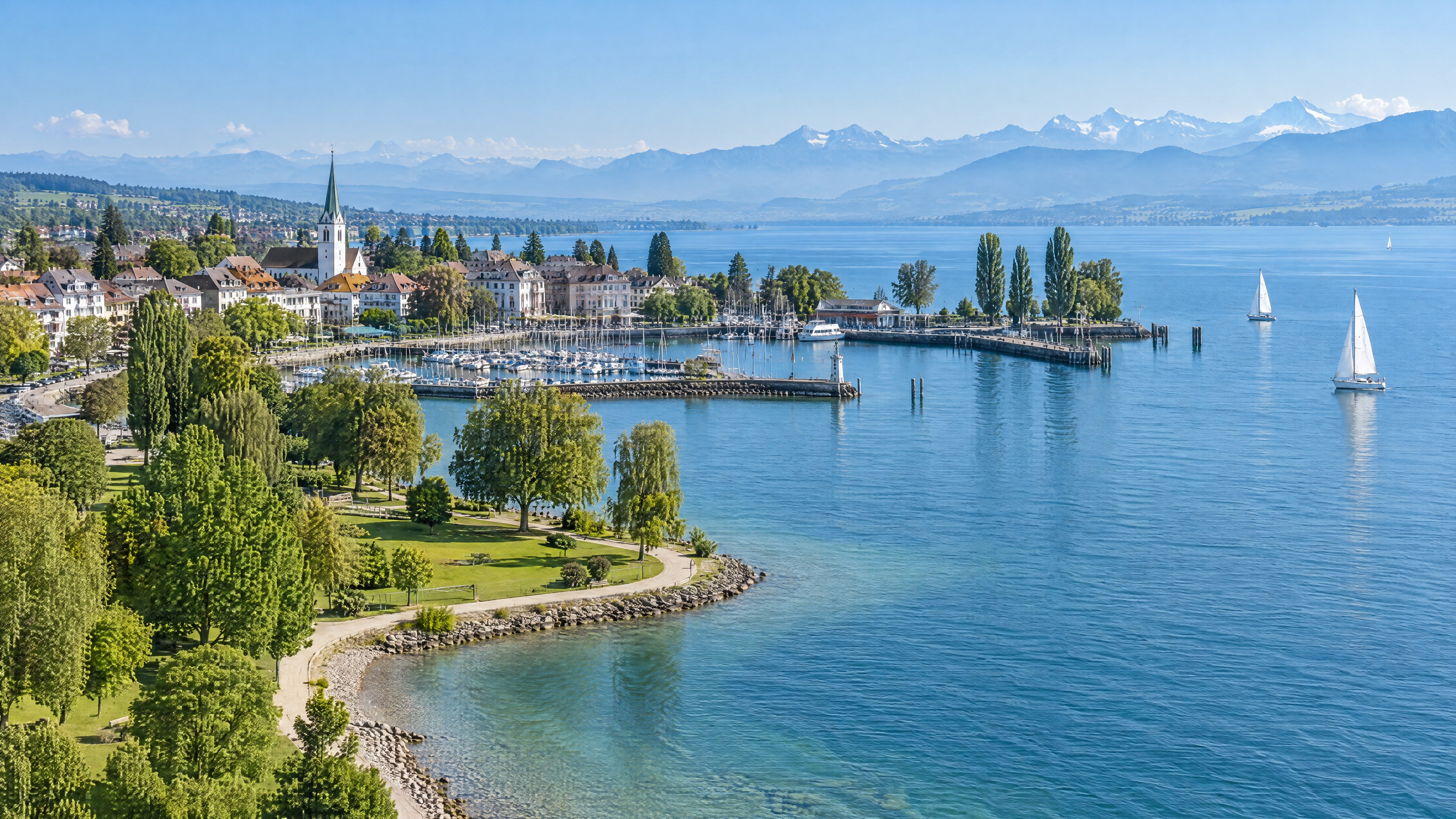 Romanshorn au bord du lac de Constance scintillant