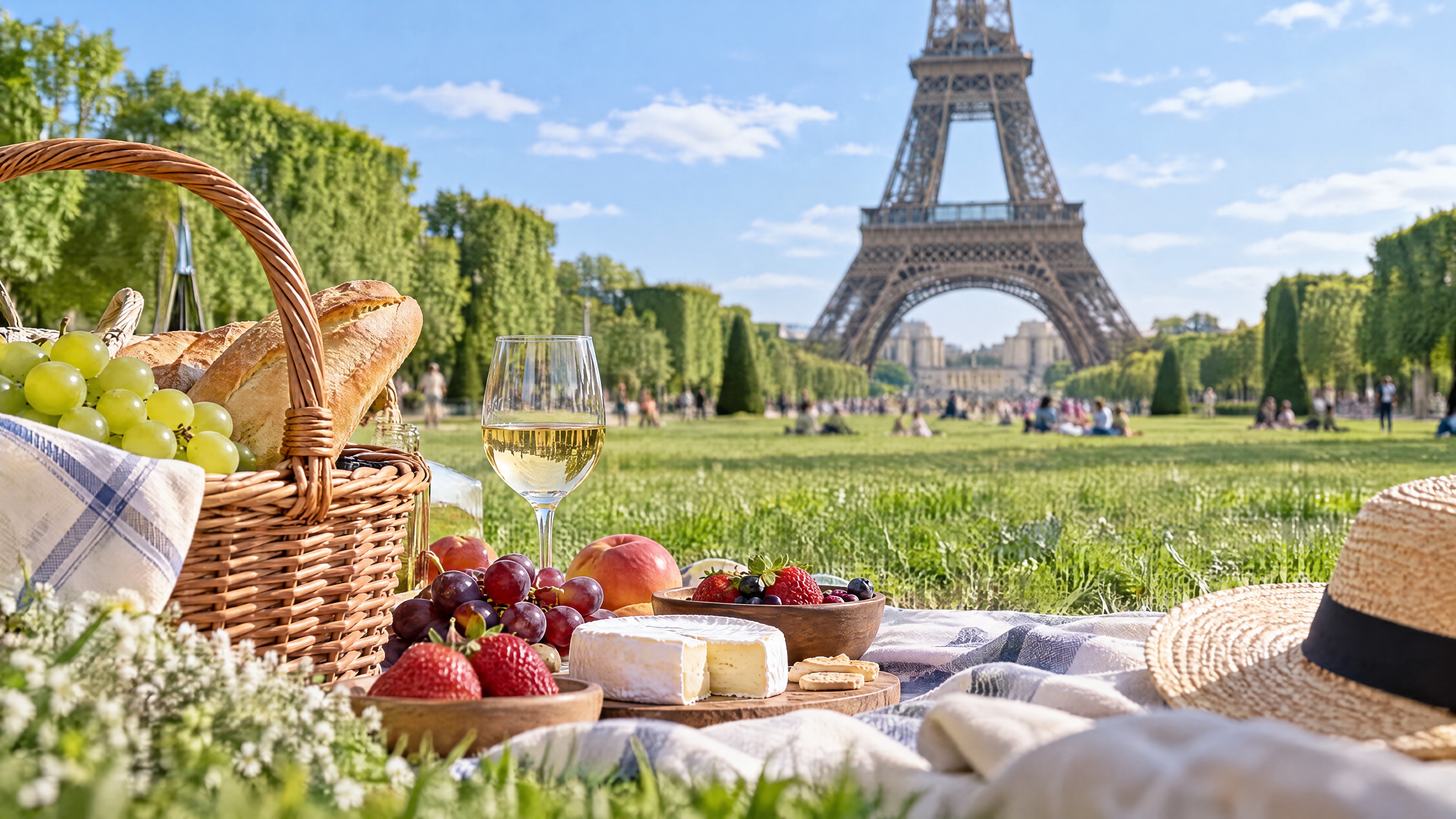 Sommerpicknick im Freien auf dem Champ de Mars