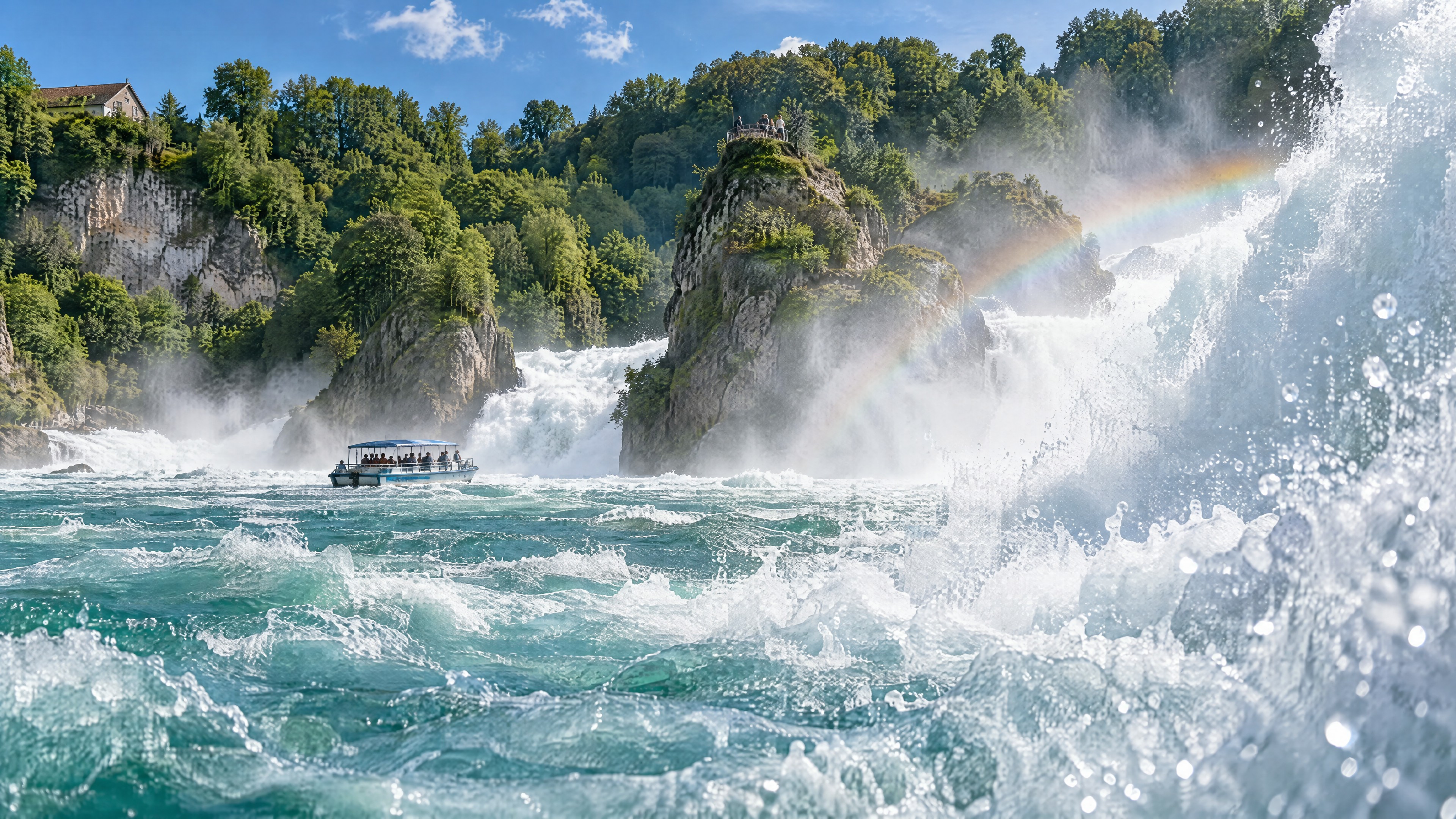 Die Anfahrt mit dem Boot zum Rheinfall