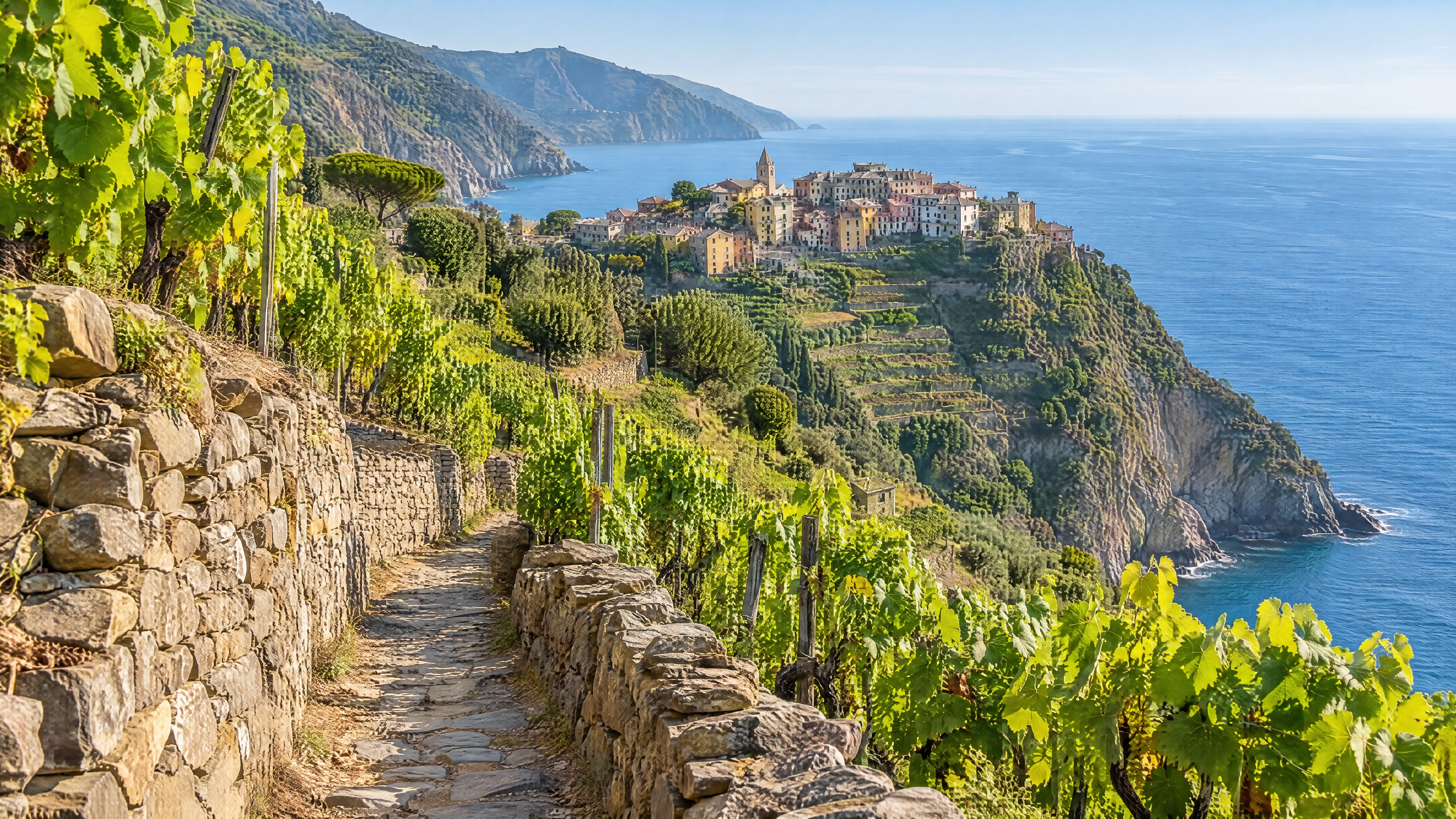 Corniglia inmitten sommerlicher Weinberge