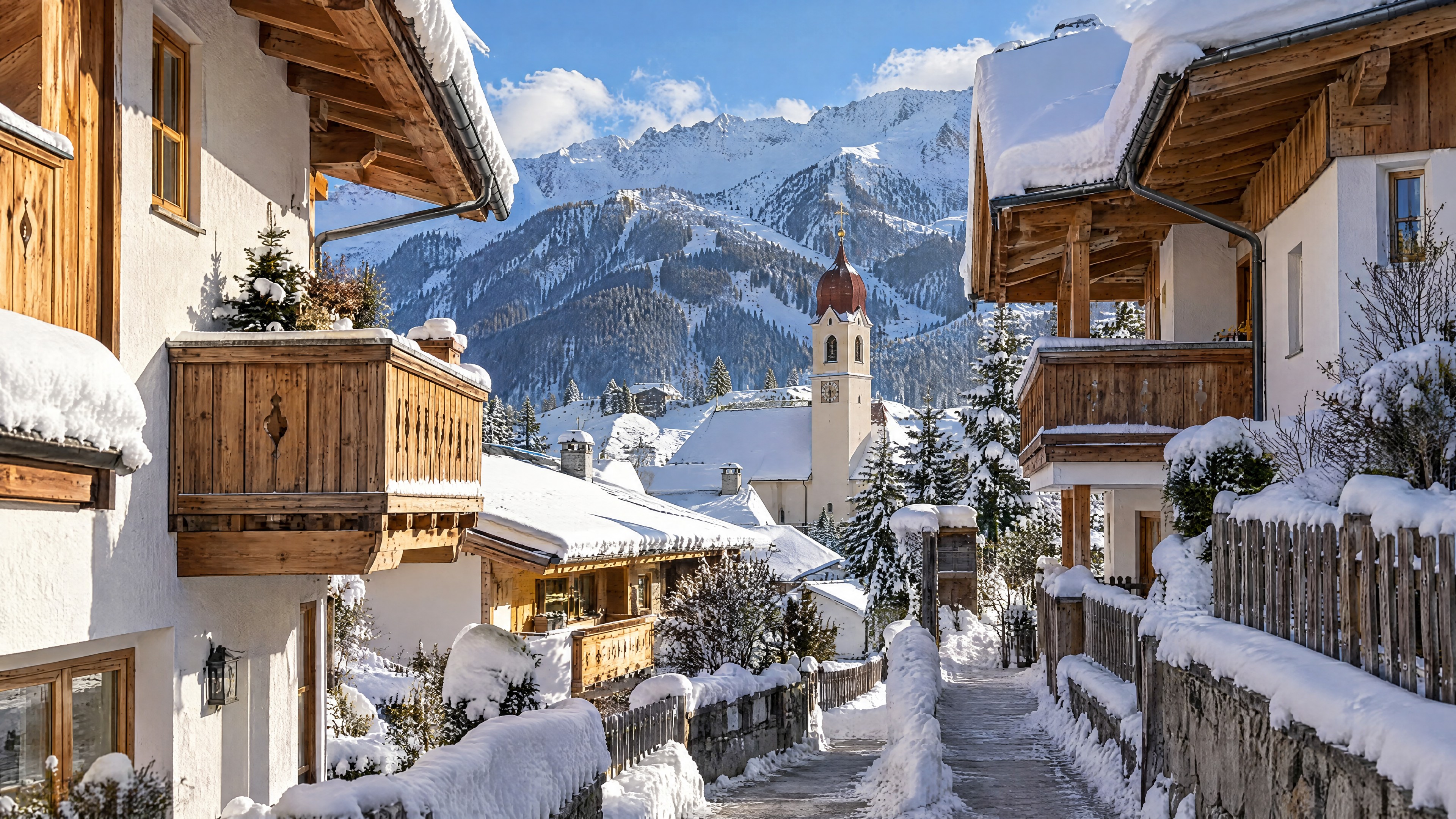 Winterlicher Charme im Dorf Serfaus