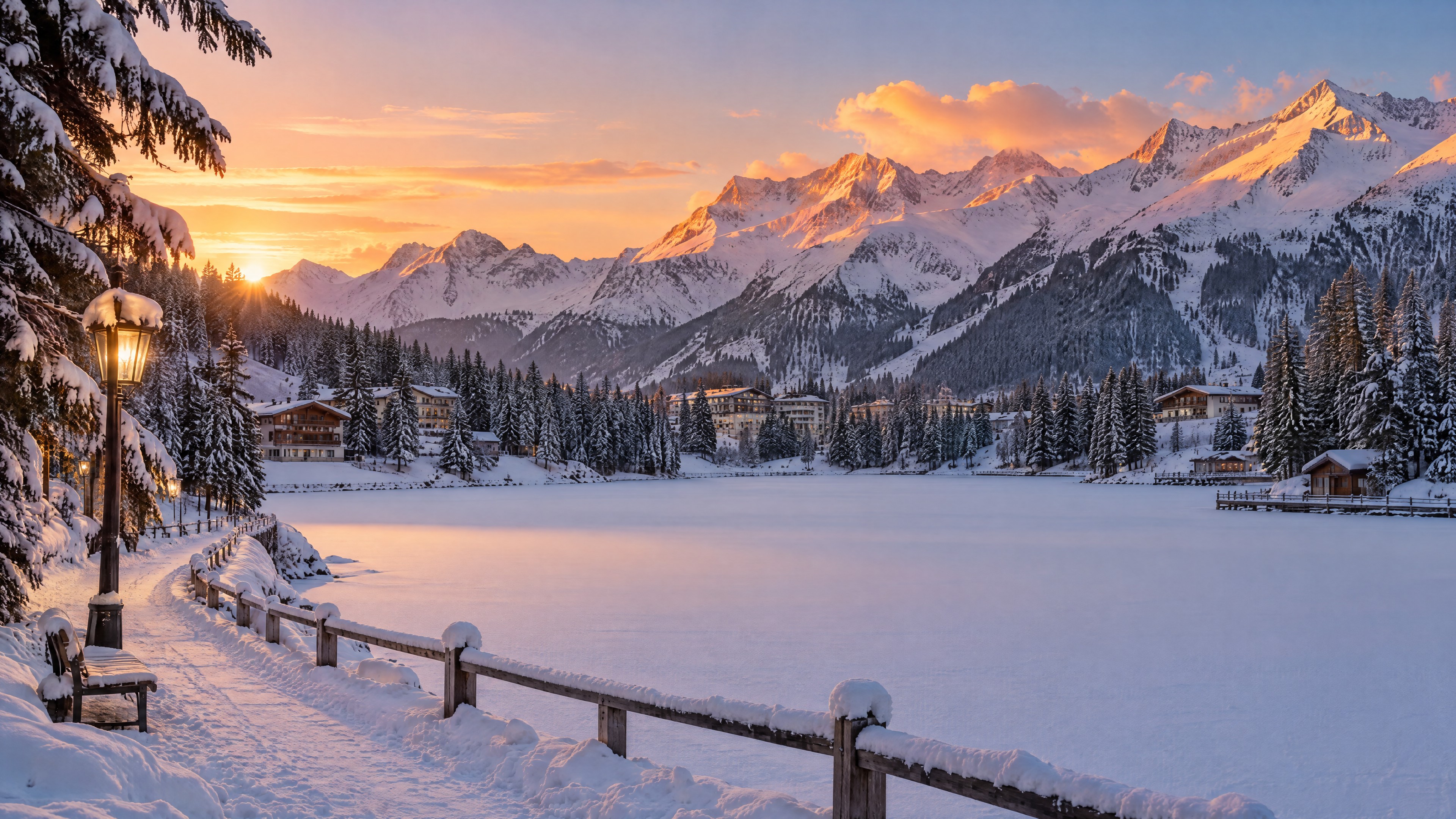 Atardecer invernal sobre el Obersee