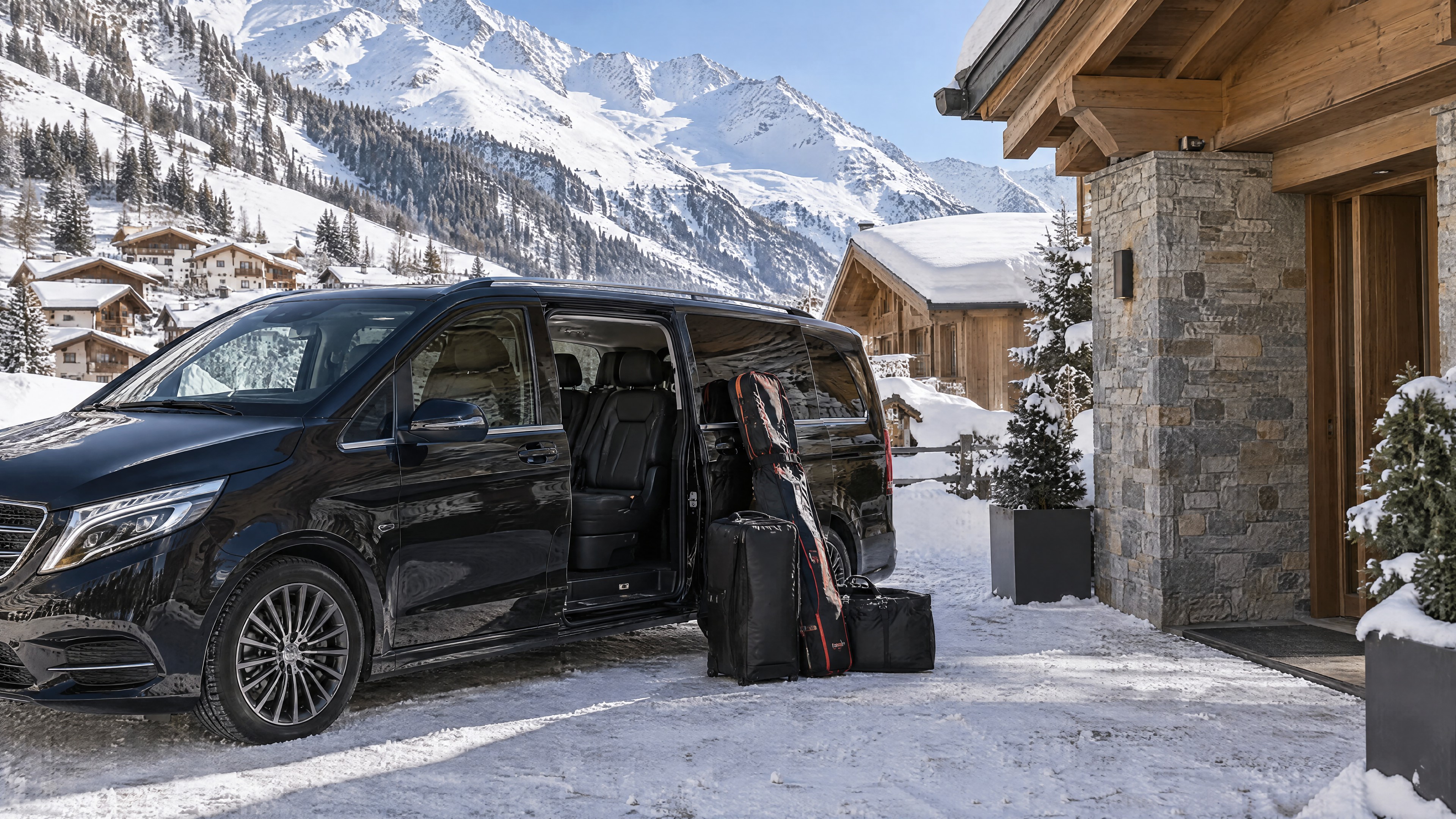Private Anreise in die verschneiten Alpen