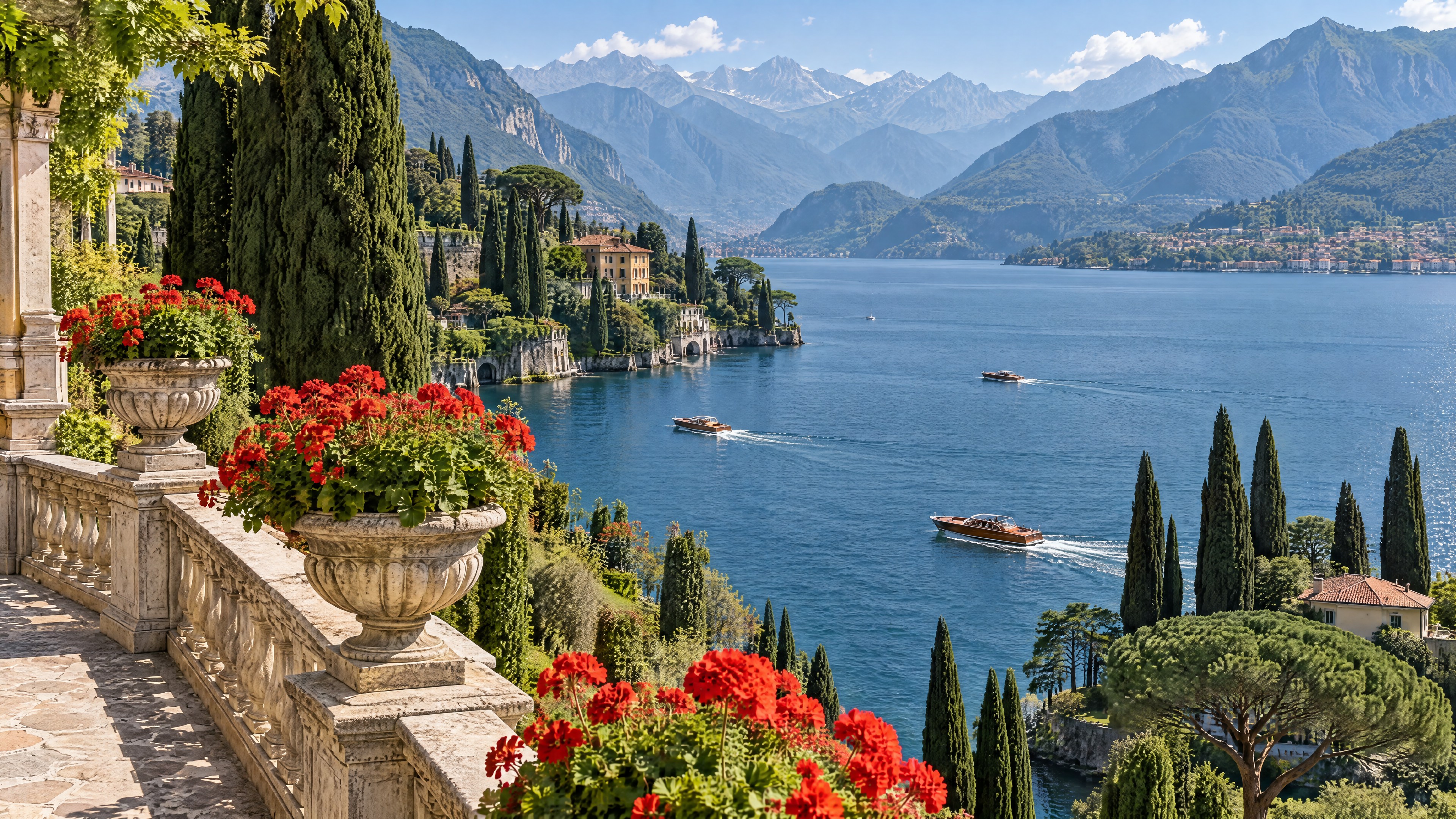 Elegante vista del lago de Como en Varenna