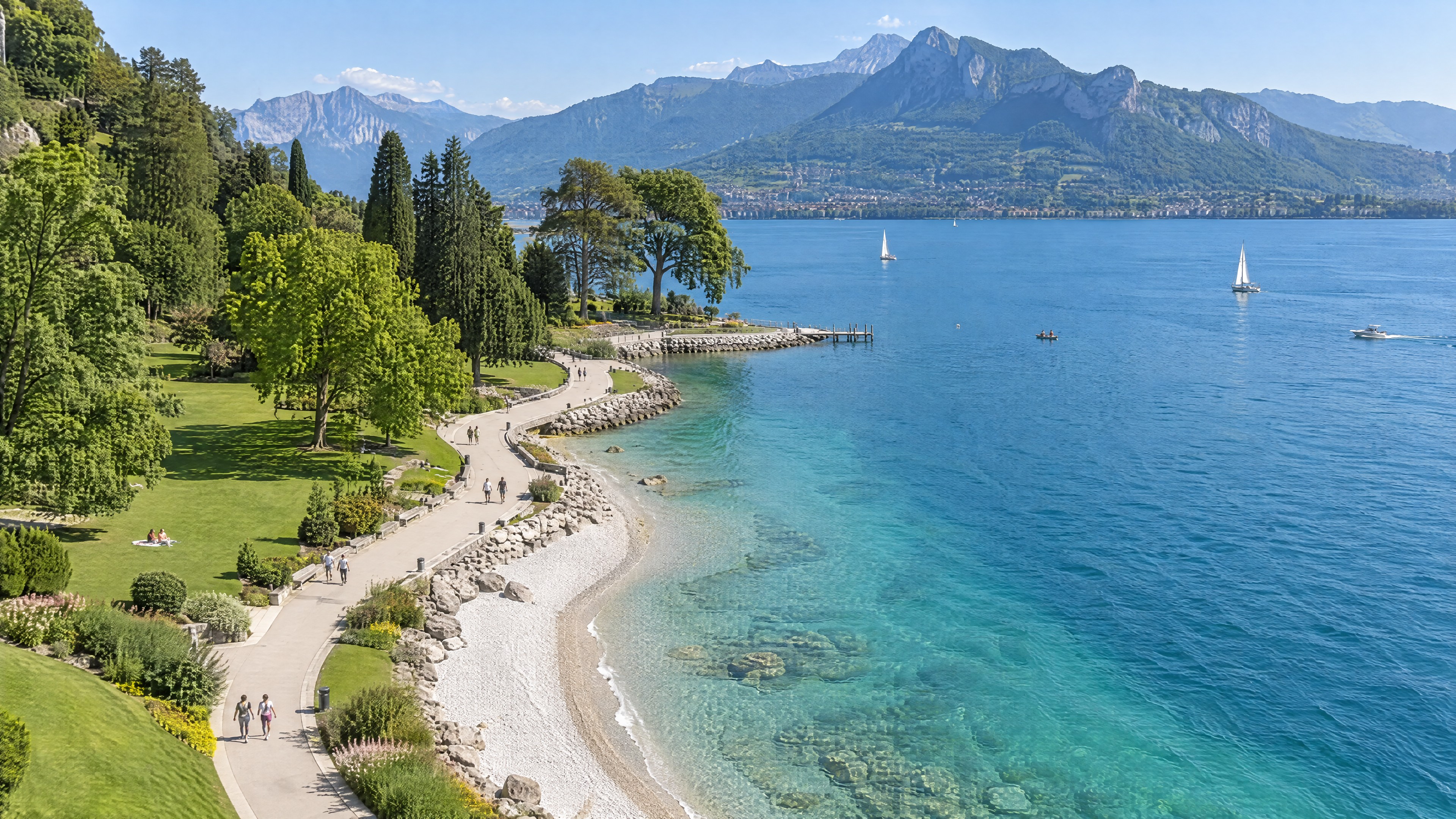 Blick aus der Luft auf die Seepromenade