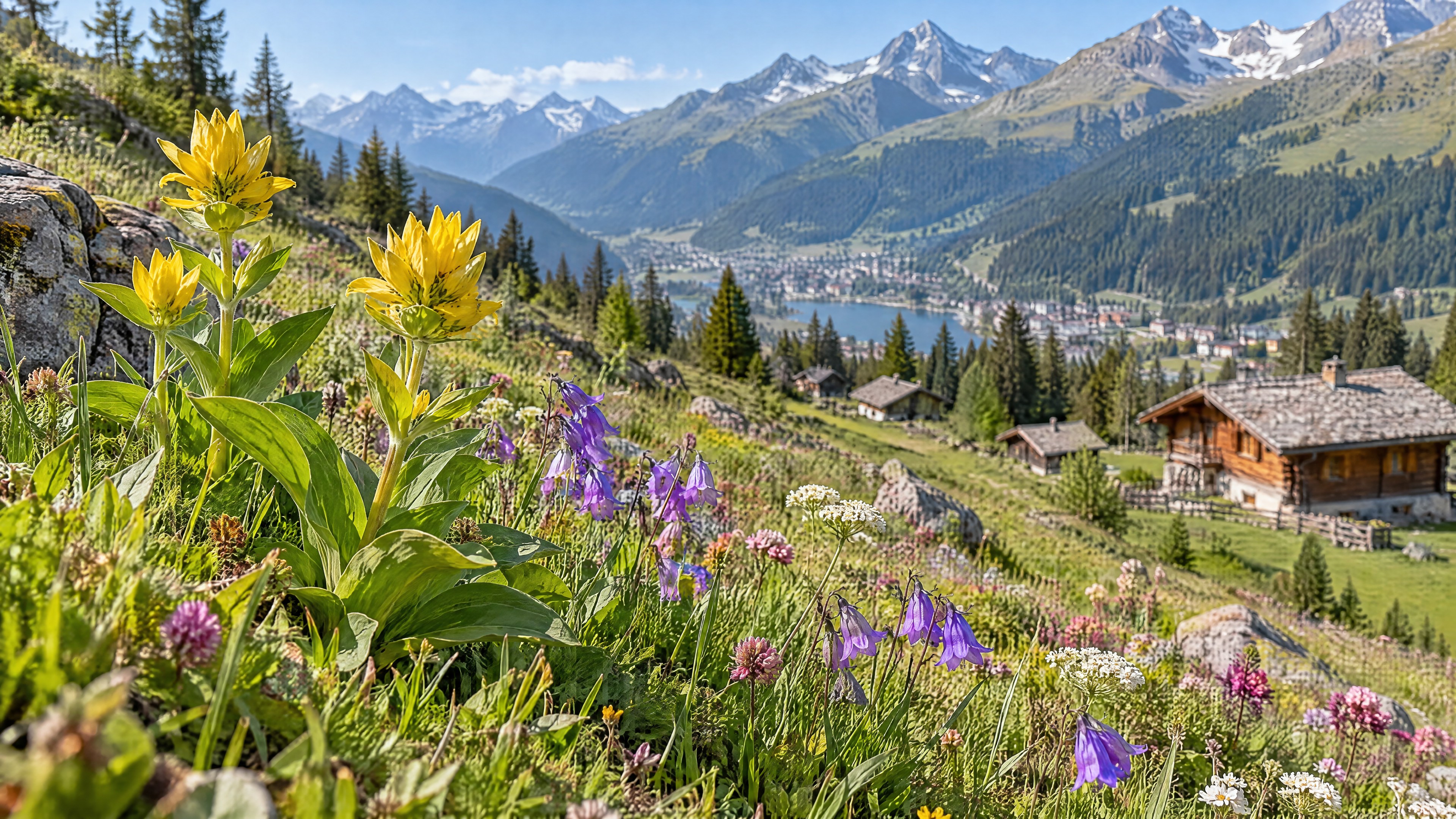 Fiori selvatici alpini sui pendii della Schatzalp
