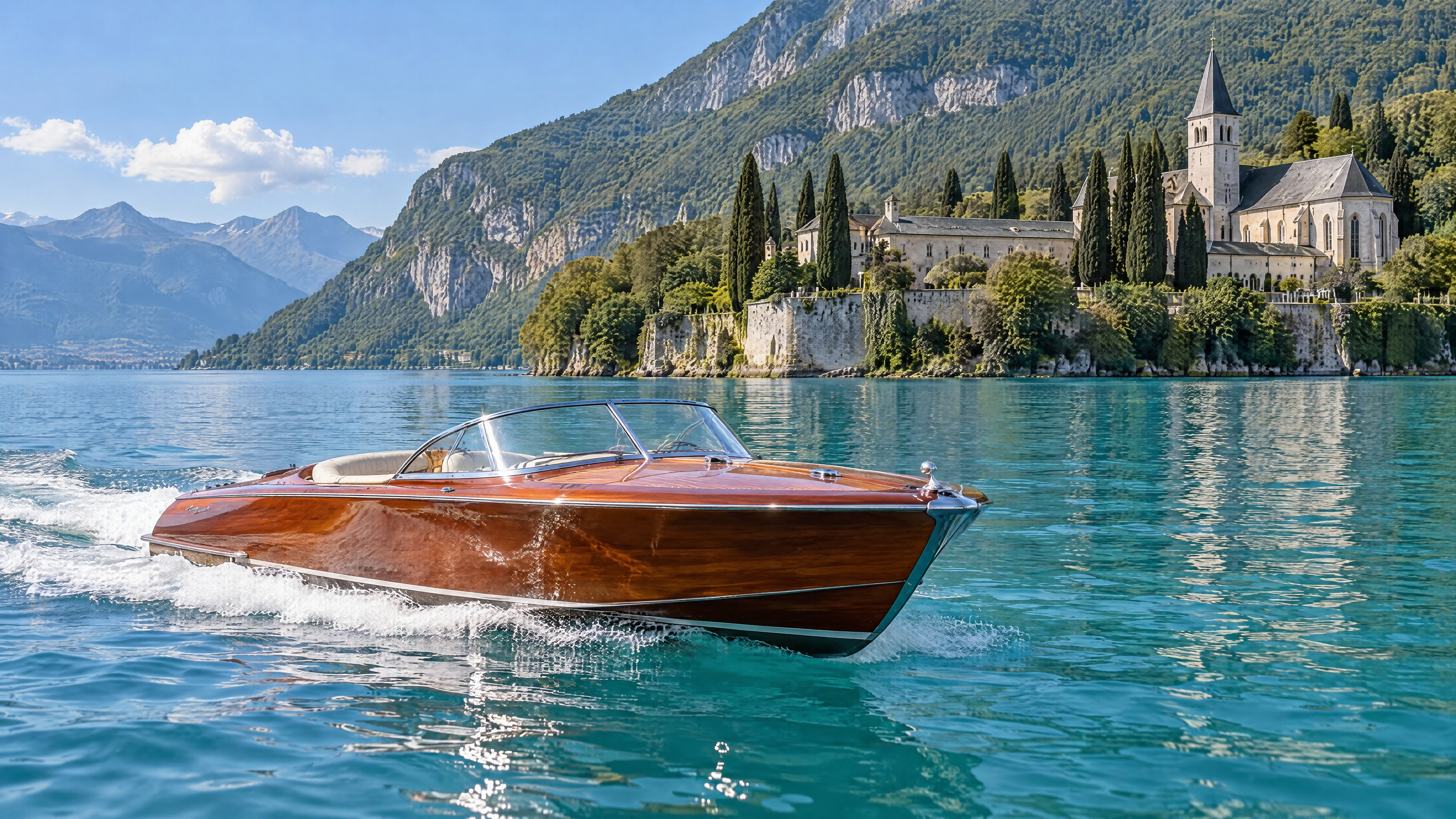Bateau de luxe naviguant sur une eau turquoise