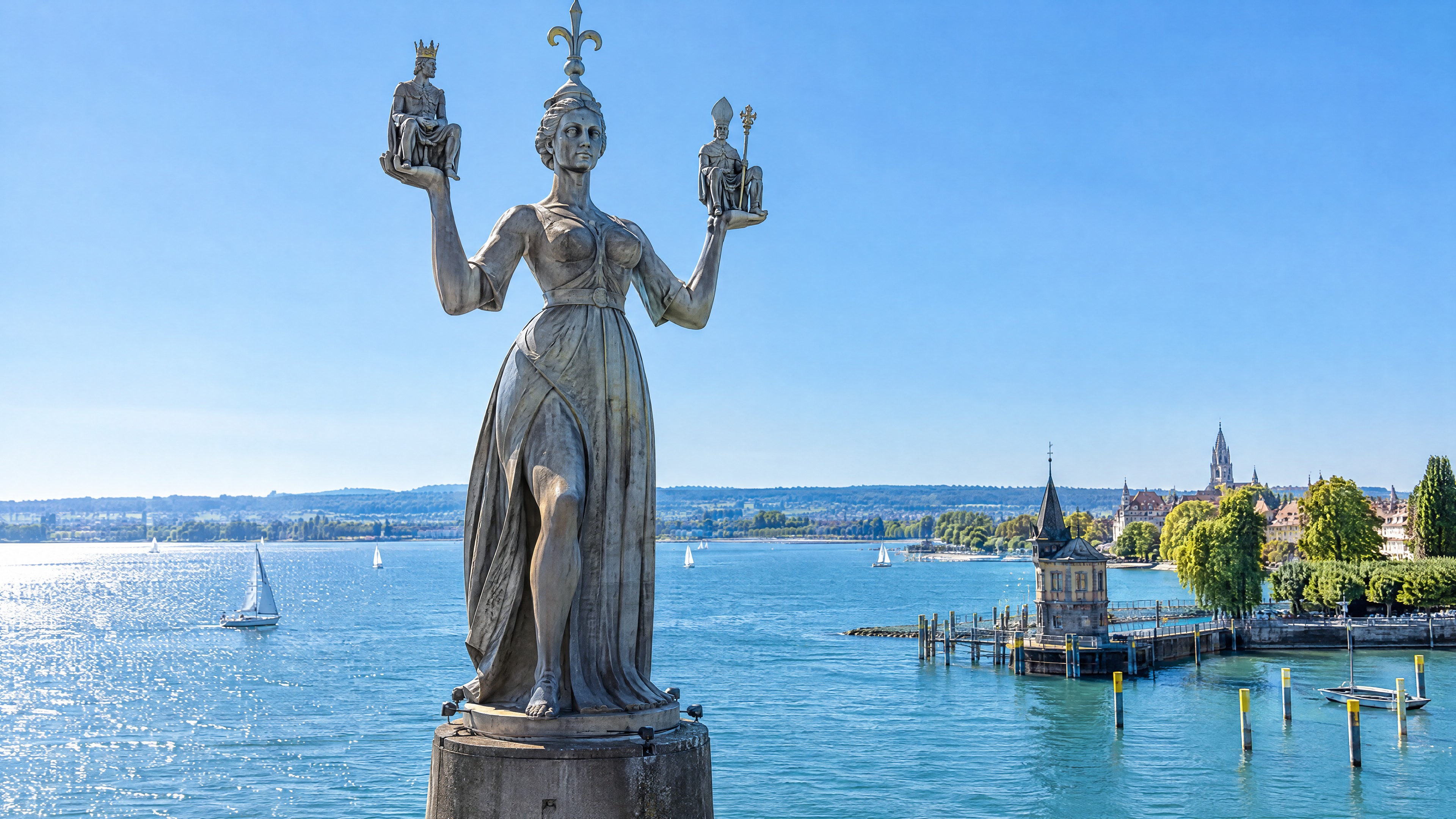Nahaufnahme der sich drehenden Imperia-Statue