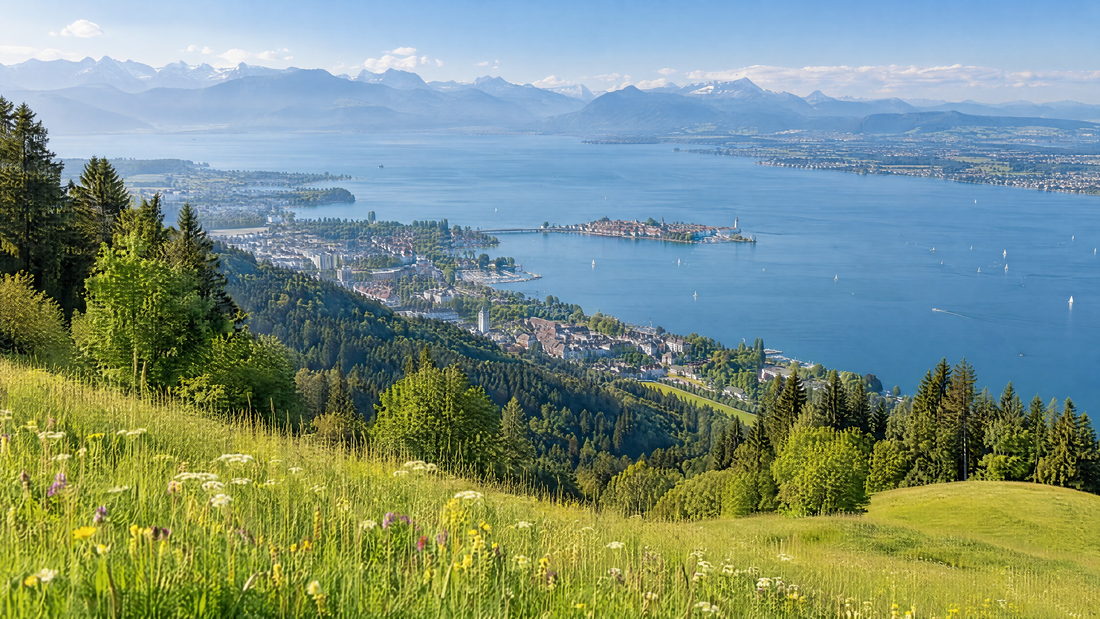 Panoramablicke vom Pfänder über den Bodensee im Dreiländereck