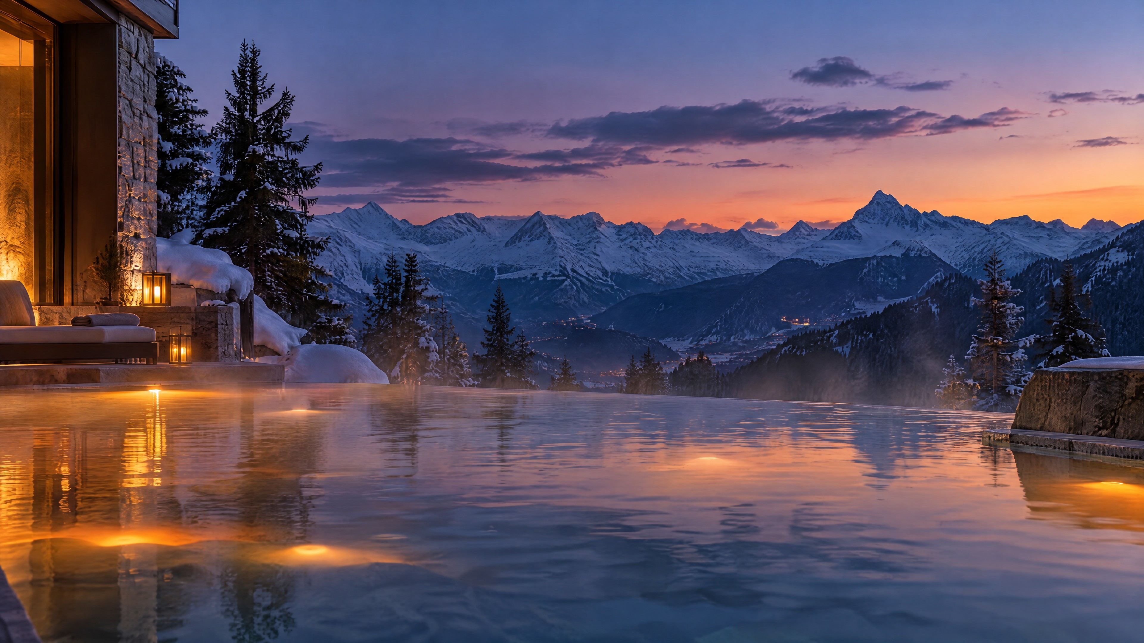 Ruhiger Thermal-Infinity-Pool im Freien