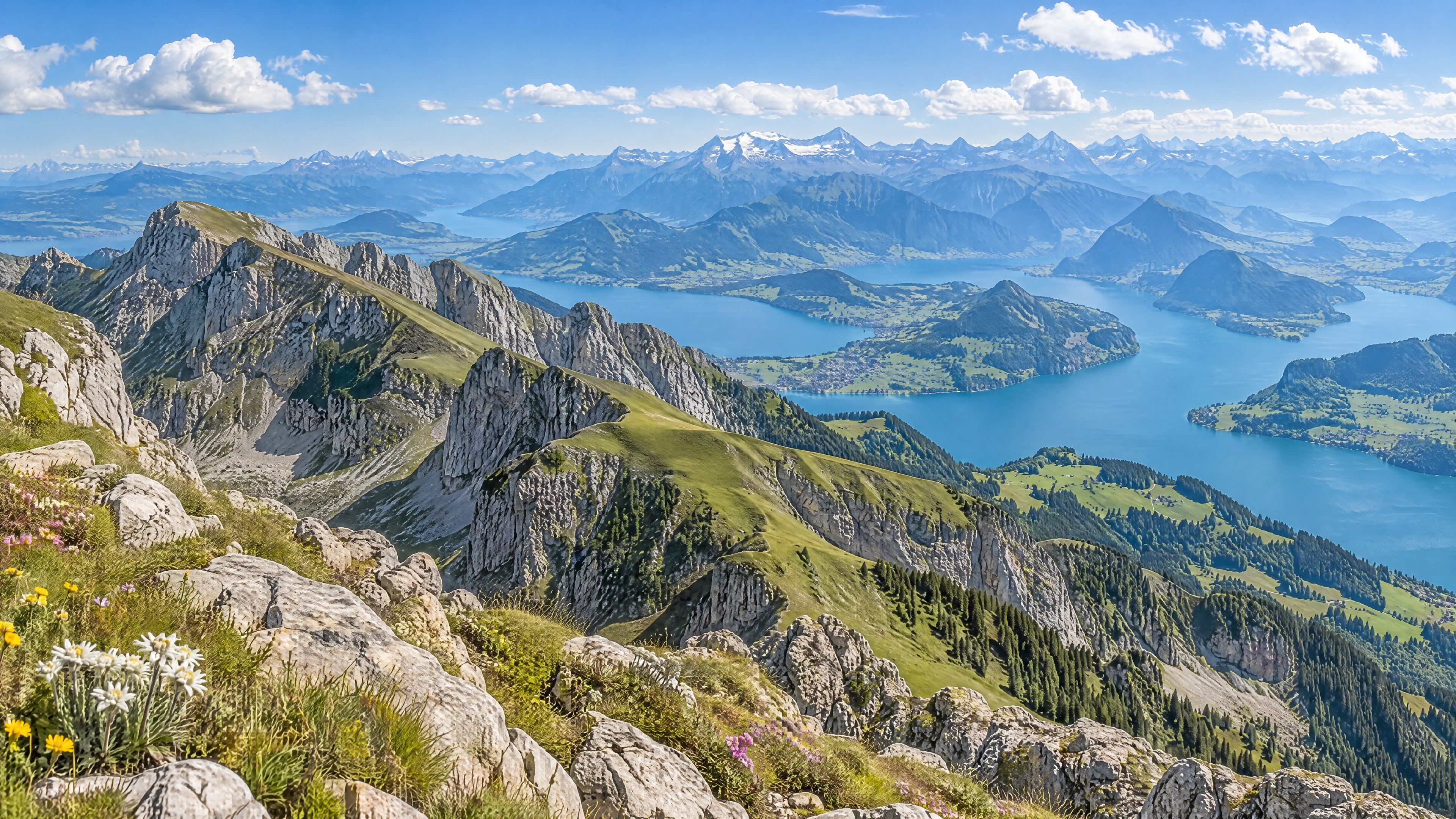 Horizontes alpinos sobre el lago de los Cuatro Cantones