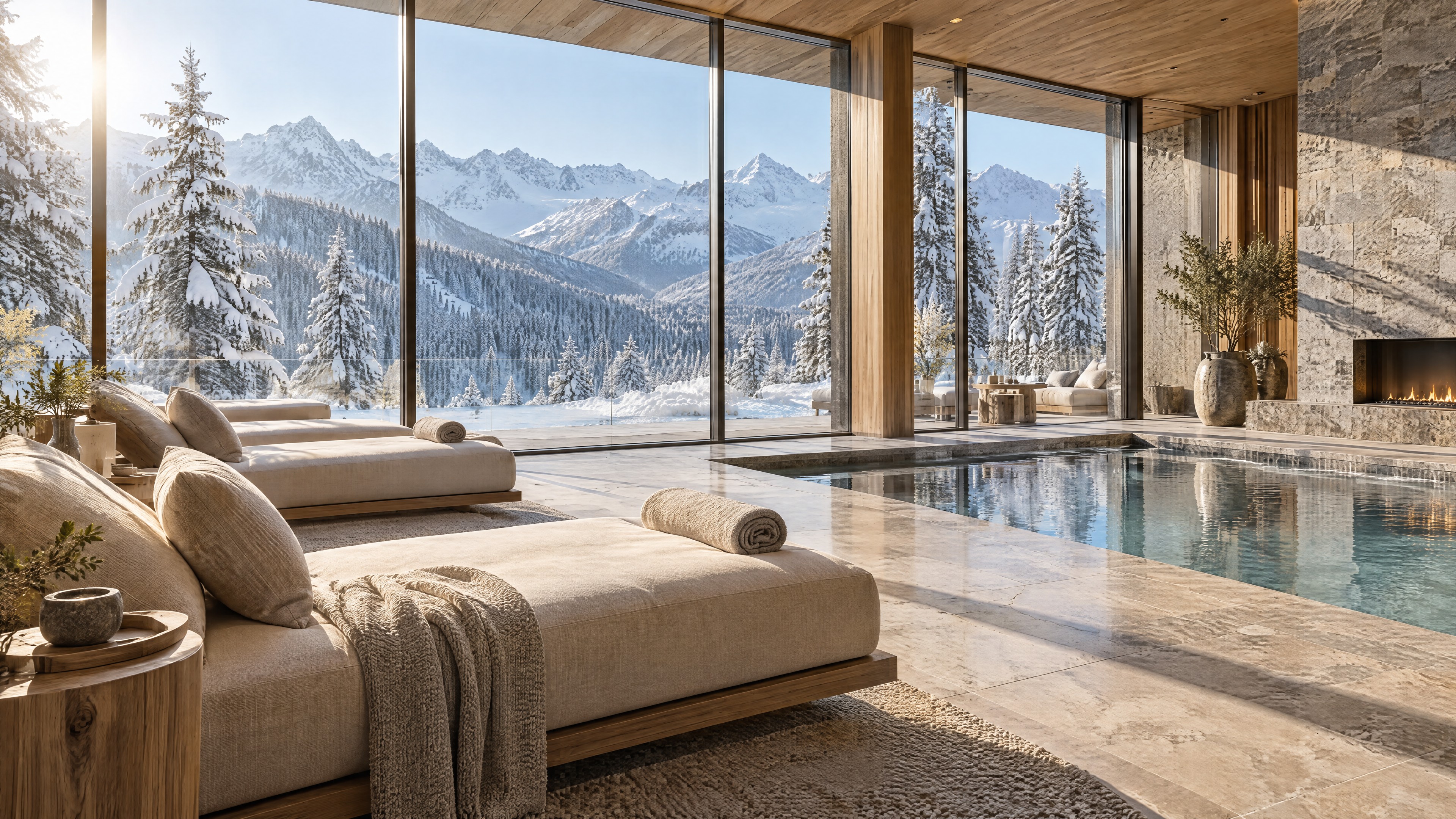 Modernes alpines Spa-Interieur (Illustration)