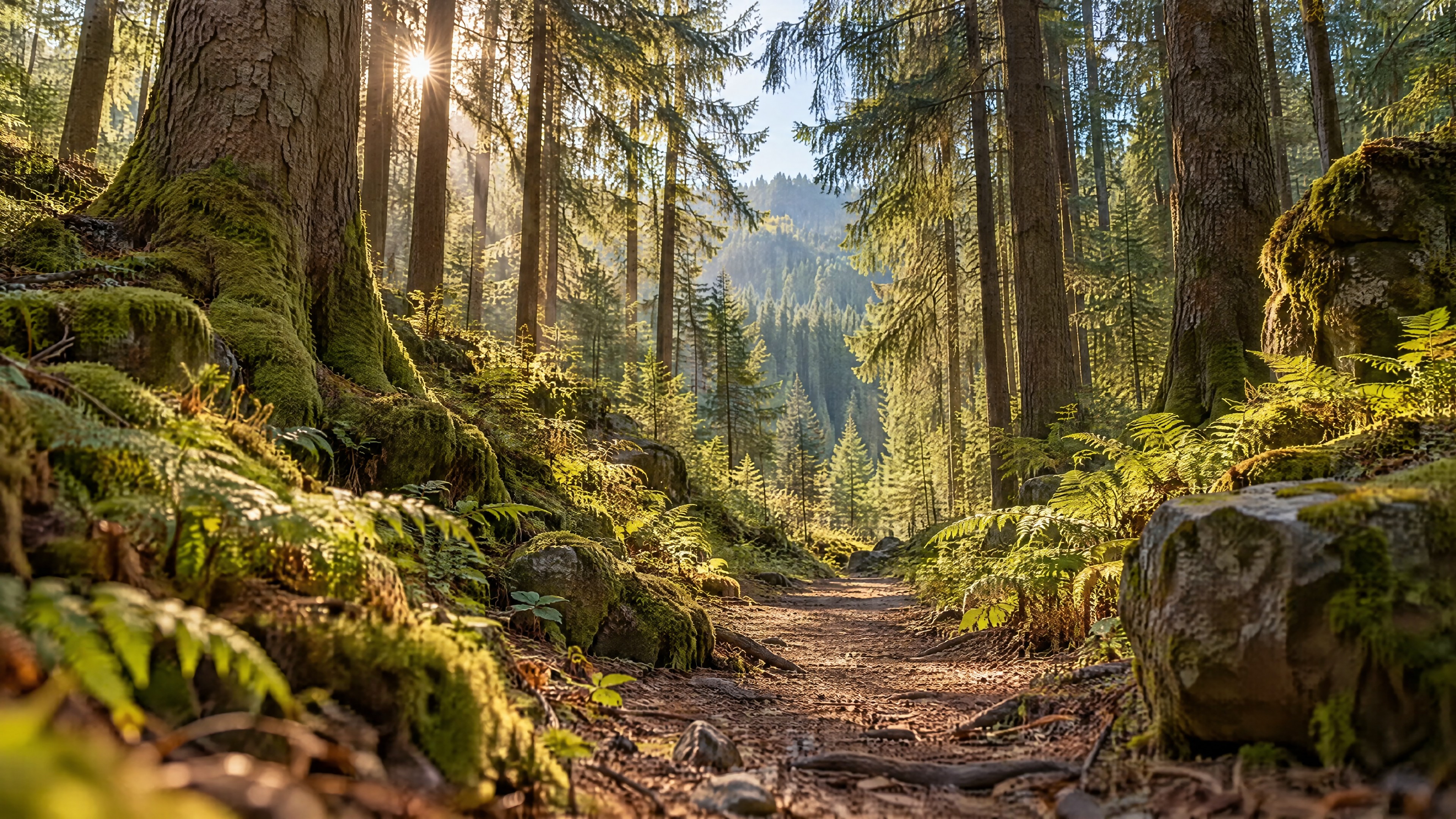 Wanderweg durch dichte Kiefernwälder im Schwarzwald