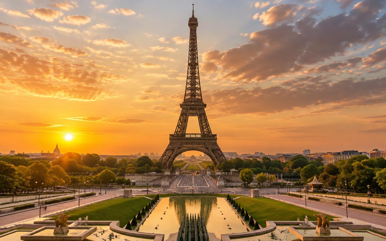 Eiffel Tower at sunset