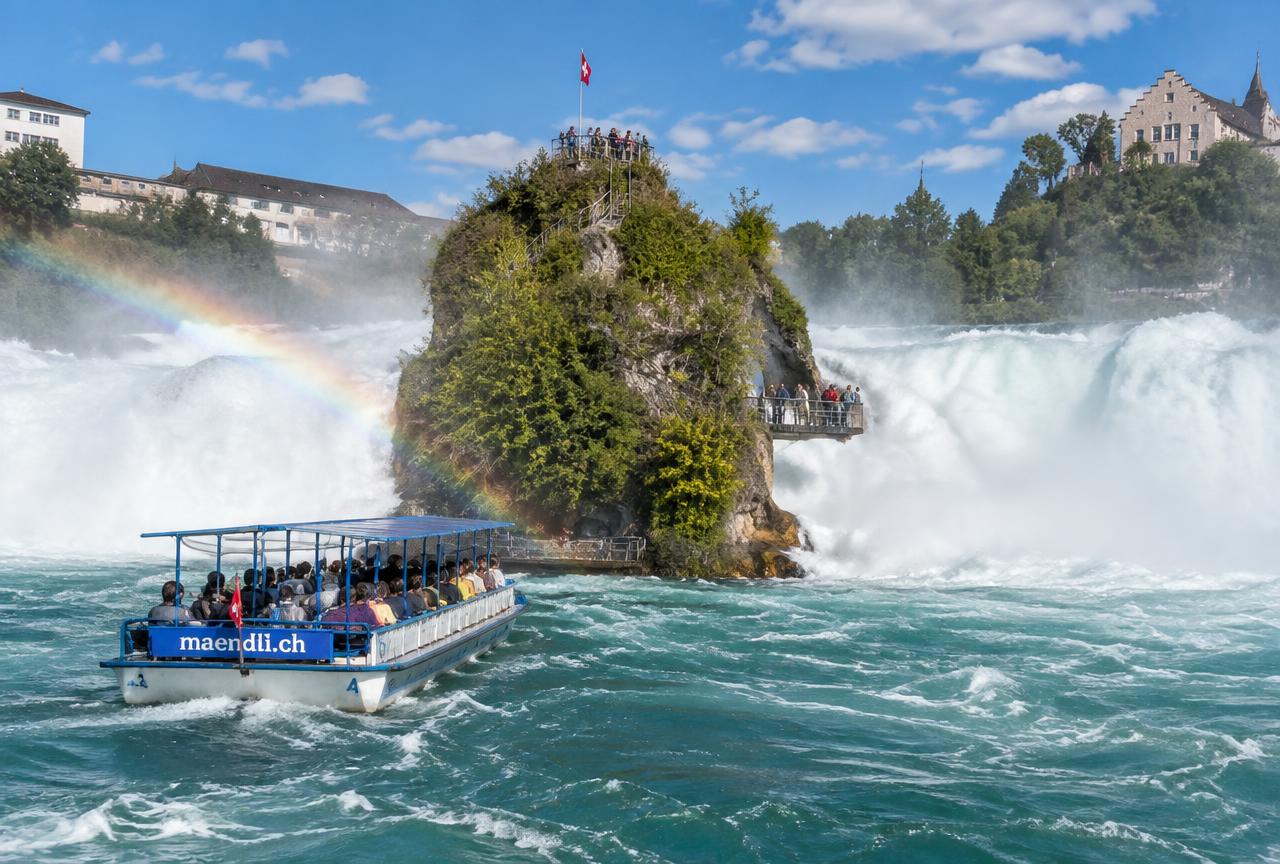 Boat trip to the Rhine Falls rock