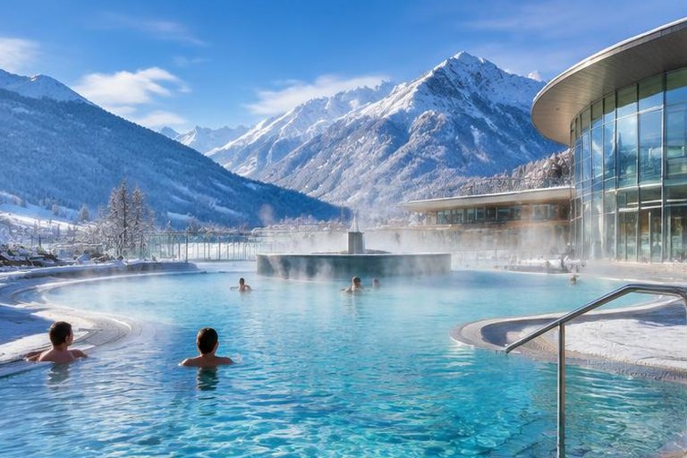 Outdoor thermal pools and Alps