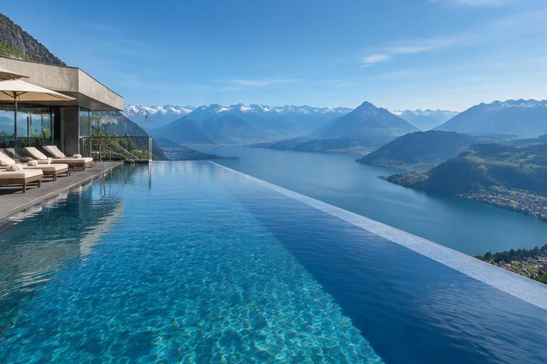 Infinity pool above Lake Lucerne