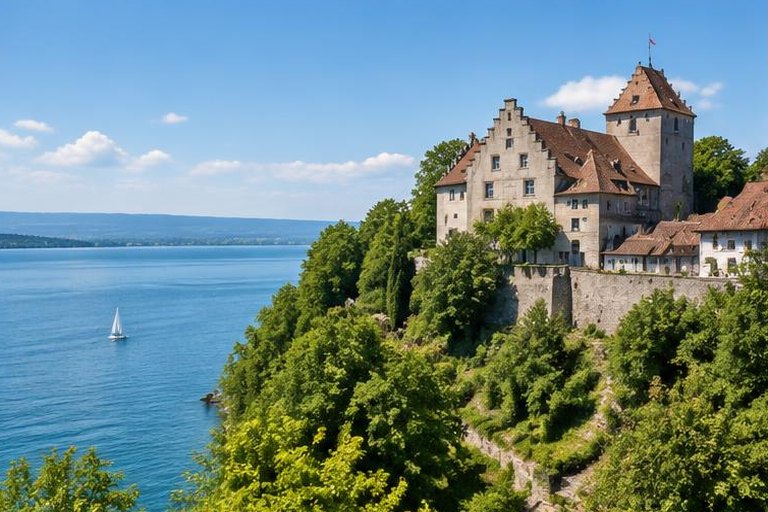 Meersburg castle above the lake