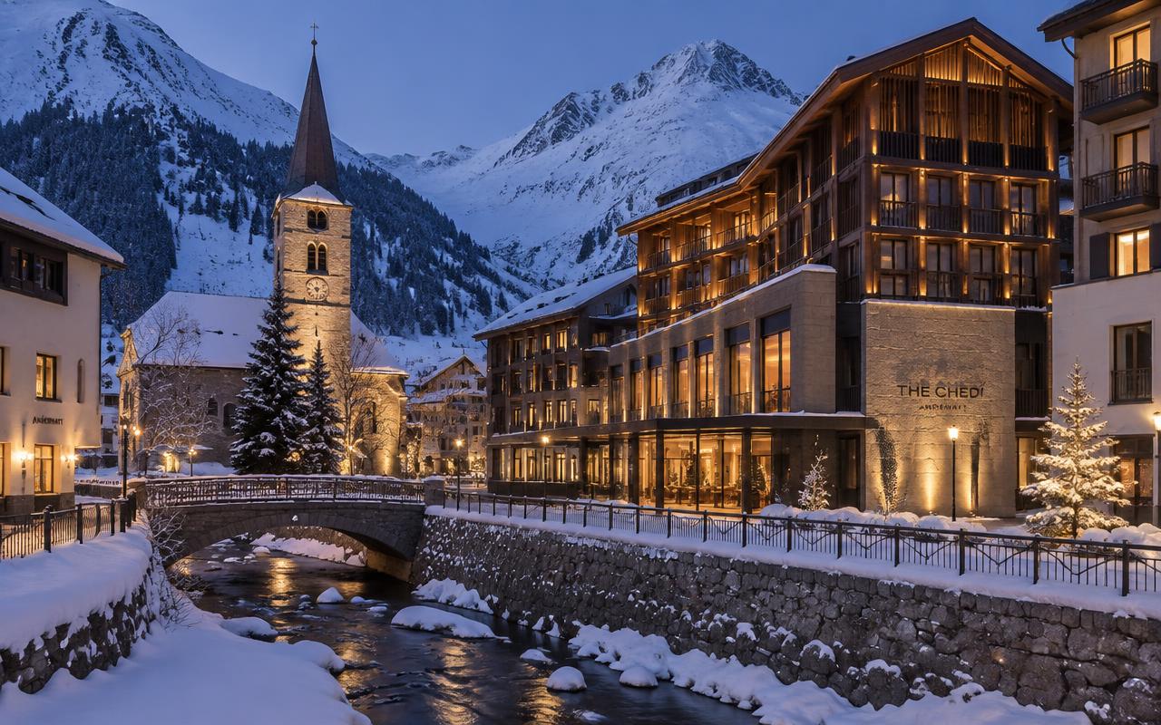 Andermatt village by night