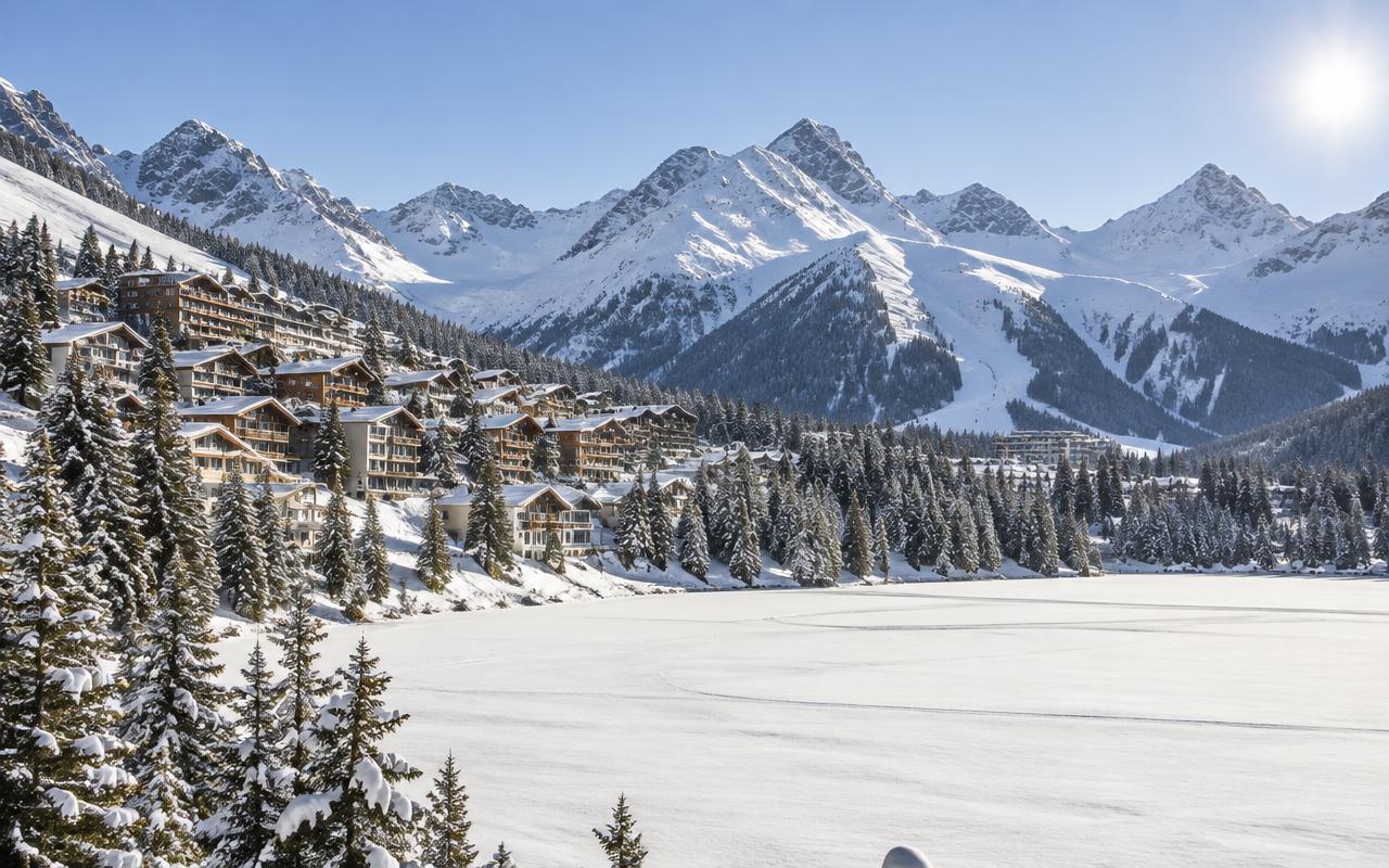 Arosa above the frozen lake